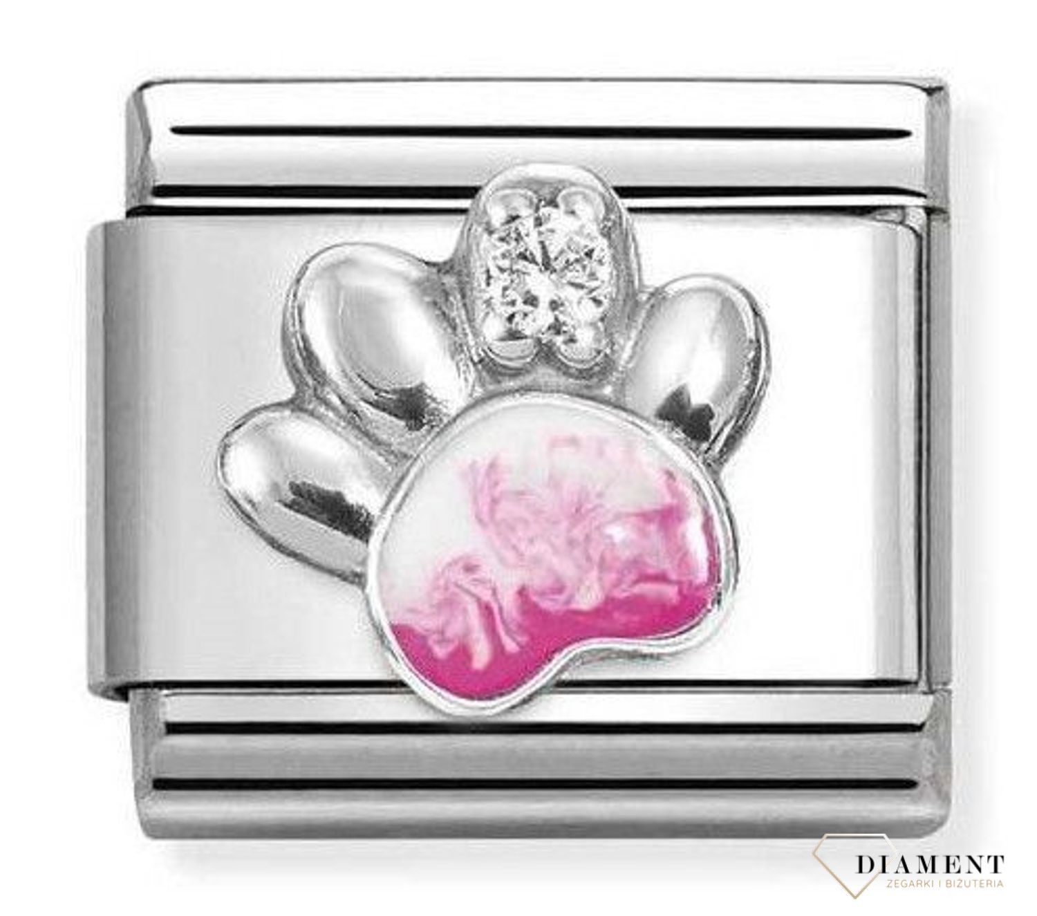 Charms NOMINATION Łapa z różową emalią i białą cyrkonią 330321 13 to element do bransoletki komponowanej Nomination. Spersonalizuj swoją bransoletkę Nomination dodając do niej element z kolekcji COMPOSABLE (2).jpg